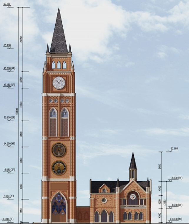 （钟楼西立面设计图）