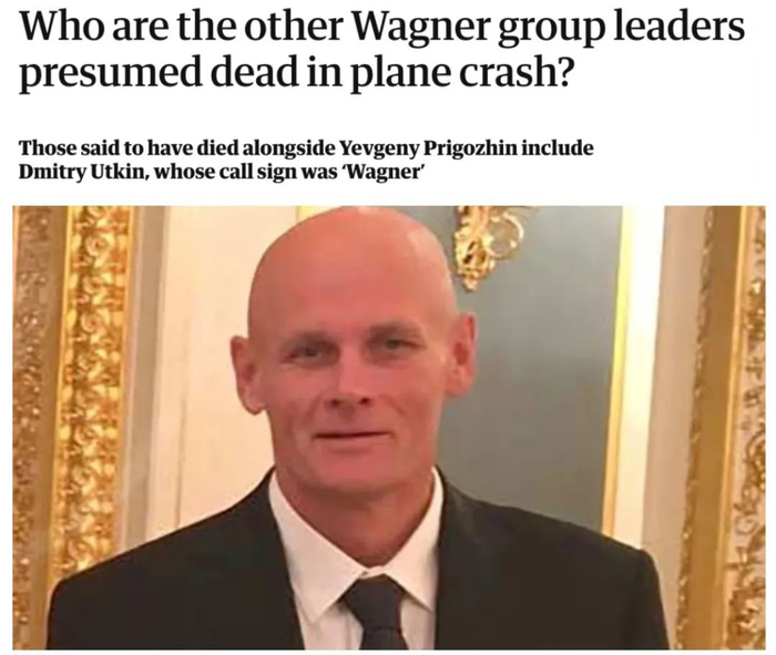 图像为瓦格纳集团创始人之一乌特金。图片来源：英国《卫报》报道截图。