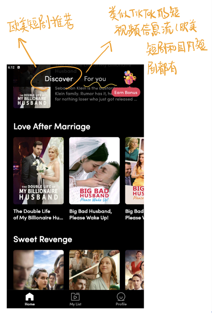 Reelshort 功能区示意