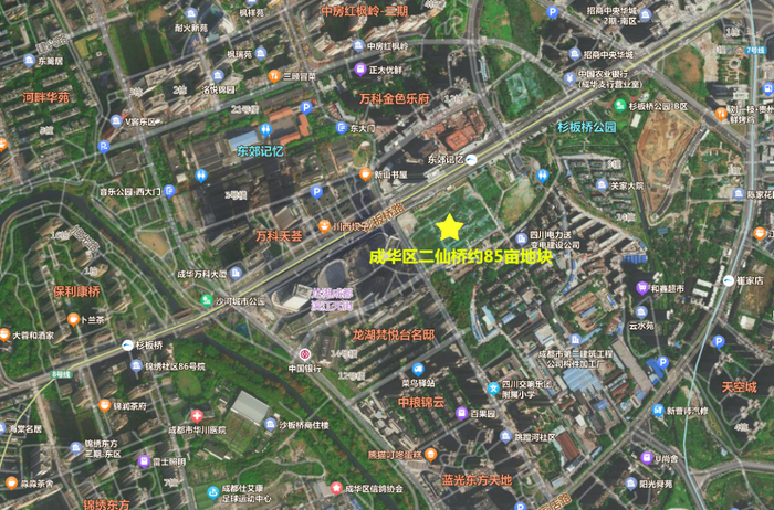 成华区二仙桥约85亩地块区位示意图