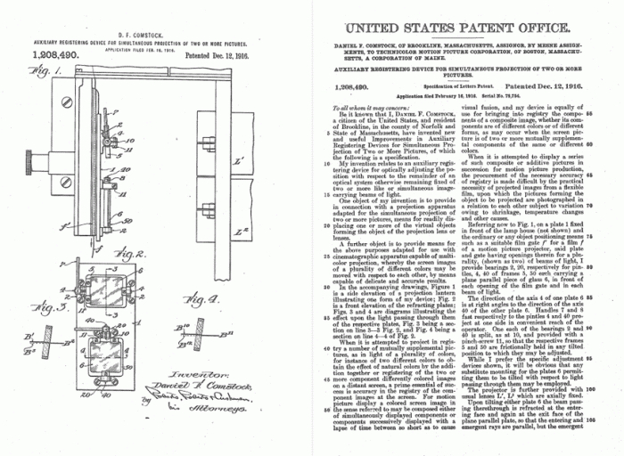 （US1,208,490“用于同时投影两张或多张图片的辅助配准装置”）