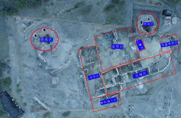 宁夏贺兰县苏峪口瓷窑址发掘区航拍图