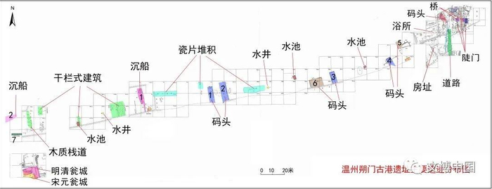 朔门古港遗址重要遗迹分布图