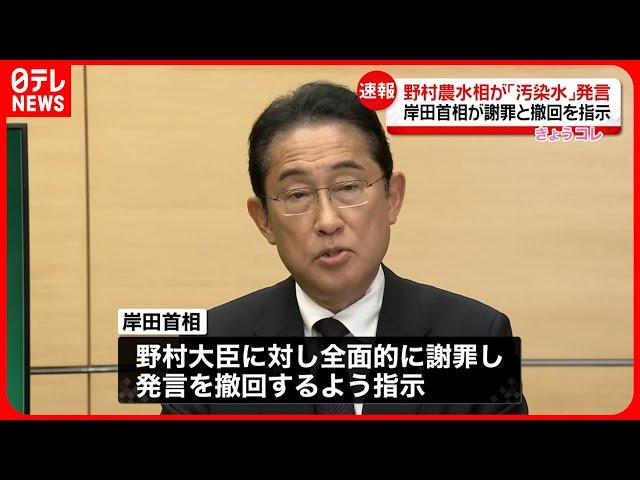 岸田31日称已要求野村哲郎道歉并收回言论 图自日本电视台报道截图