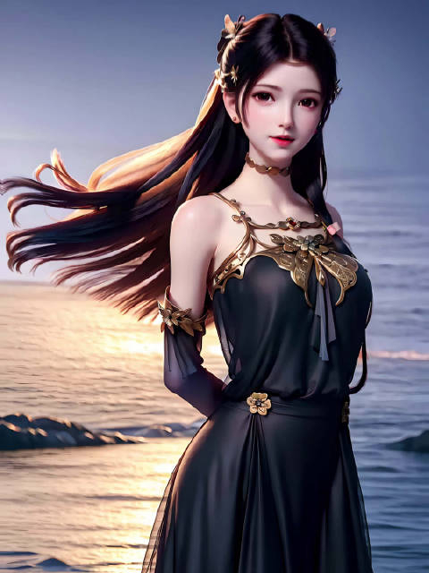 国漫女神高清壁纸一袭黑色长裙的田灵儿