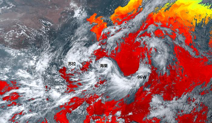11级台风海葵猛烈爆发中!冲16级后或登陆台湾岛,96w出现了