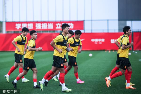 中国国奥队训练备战。