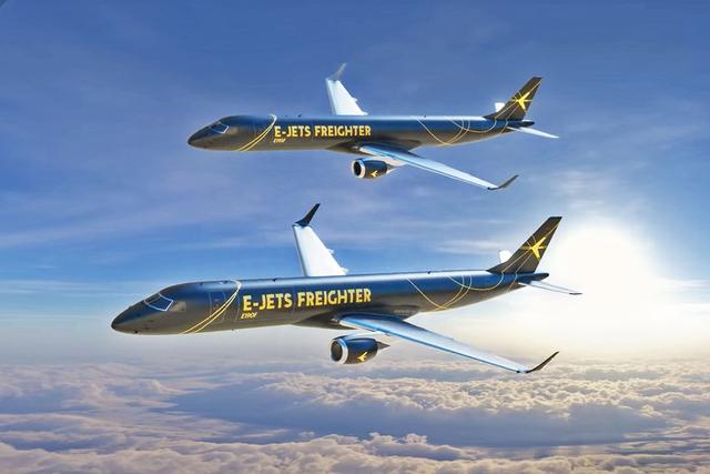 巴航工业展示首架e190客改货照片,载荷10.