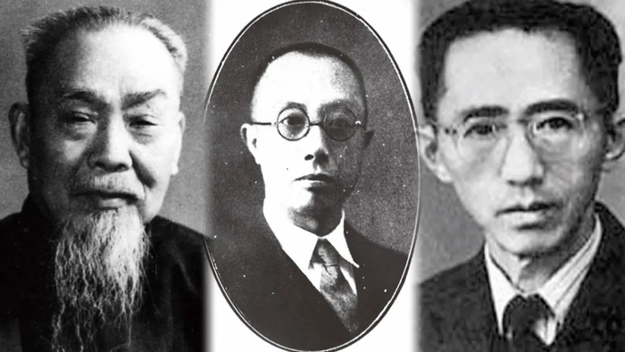 从左至右依次为陈垣、黎锦熙、傅种孙