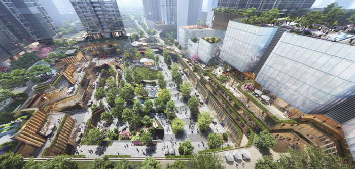 ▲近万平米绿地公园效果图。图源：金地环湾城