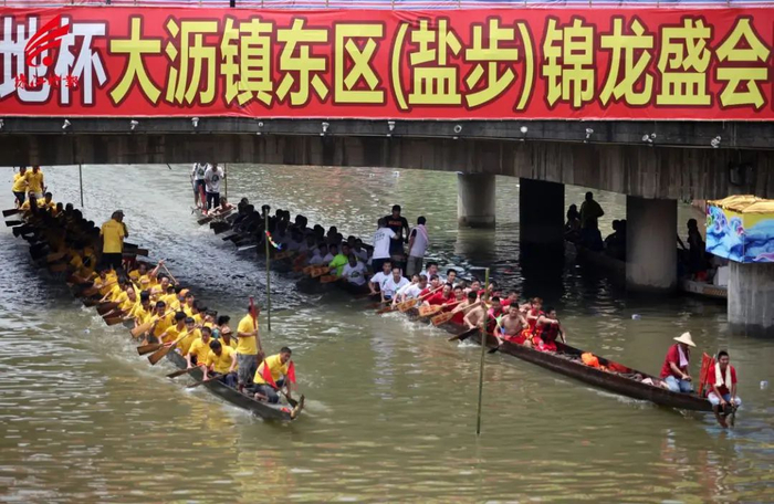 2016年6月10日，大沥盐步锦龙盛会上，参赛队伍奋力划桨。佛山市新闻传媒中心记者 刘贝娜 摄