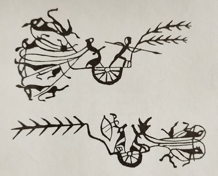 图四，东周铜器上的战车图纹（据华盛顿弗利尔美术馆藏东周刻纹铜鉴）