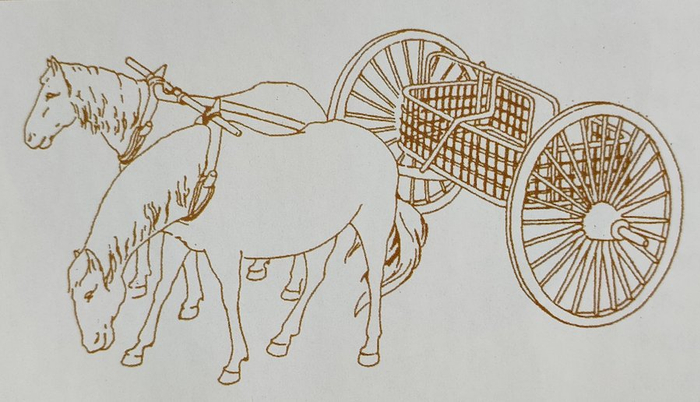 图二，独辕马车复原示意图（中国社会科学院考古研究所复原）