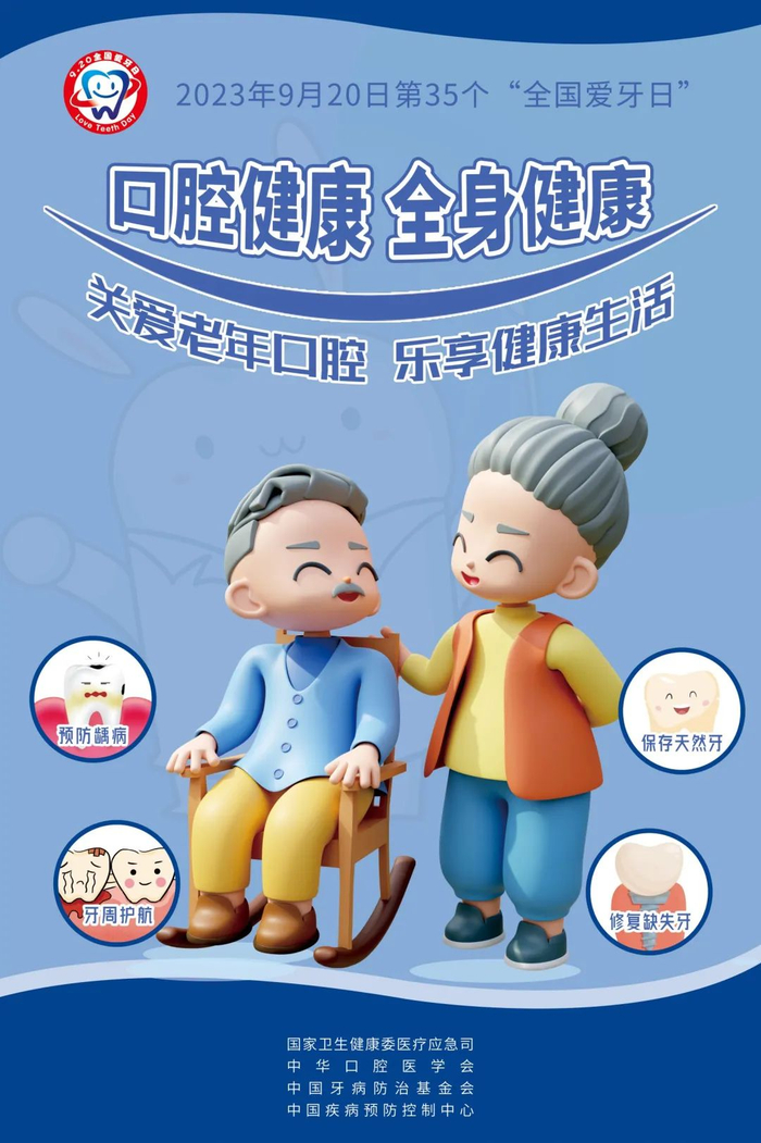 今年9月20日是第35个"全国爱牙日",宣传主题是"口腔健康,全身健康",副
