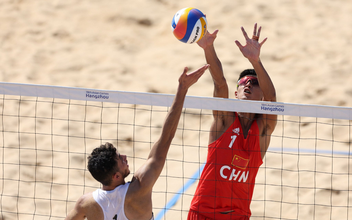 杭州亚运会男子沙排预赛,中国队开门红|沙滩排球|杭州亚运会|中国队