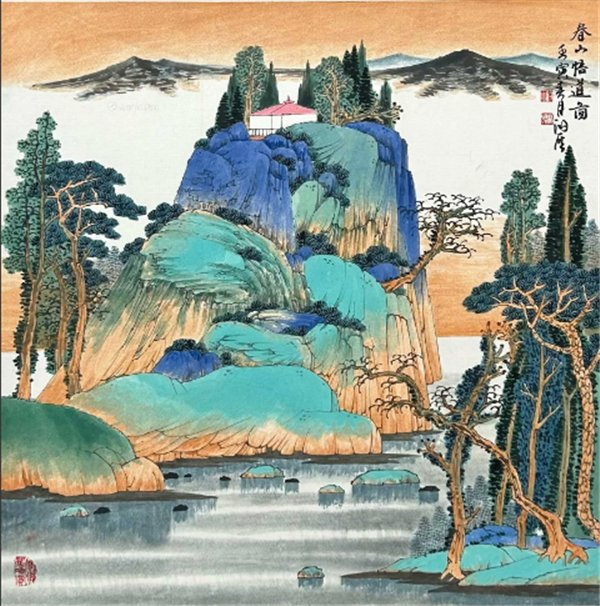王鸿雁在家族的传承上,继承了先辈的遗志,在山水画上植根传统,改革
