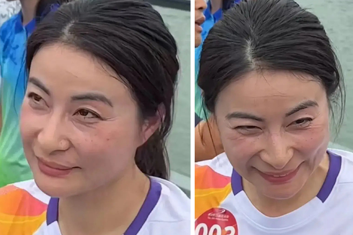 再加上"跳水皇后"很爱笑,眼睛一眯起来,眼角就全是皱纹,而且郭晶晶眼