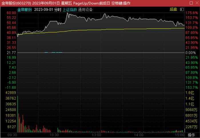 金帝股份上市首日分时图