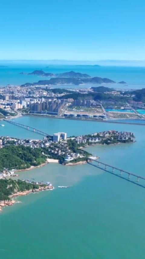 航拍镜头下的温州洞头海天一色