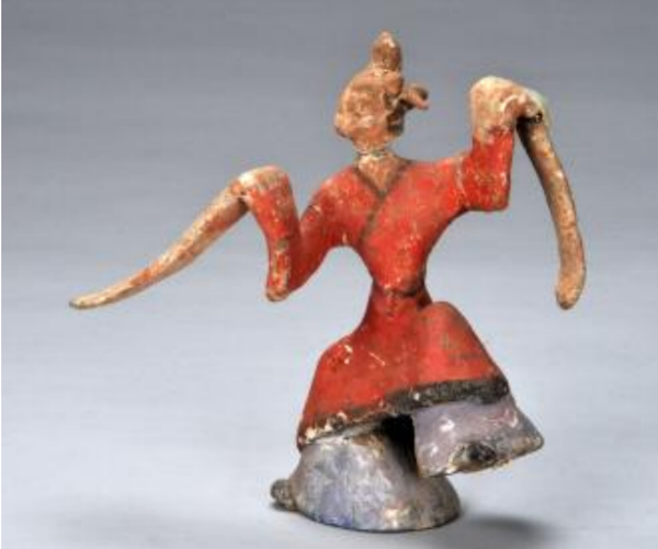 绘彩长袖陶舞俑 汉代 河南洛阳市出土 河南博物院藏 高17厘米