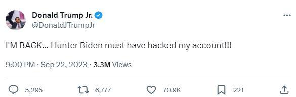 图片来源：小特朗普社交媒体截图