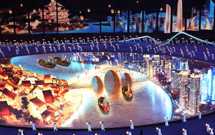 这是9月23日在开幕式上拍摄的演出。新华社记者 杨磊 摄