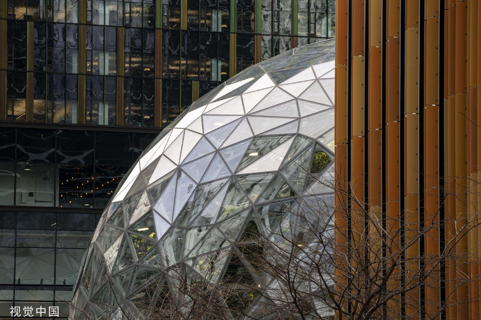 当地时间2023年1月19日，美国西雅图，亚马逊总部园区的亚马逊球体。视觉中国 图