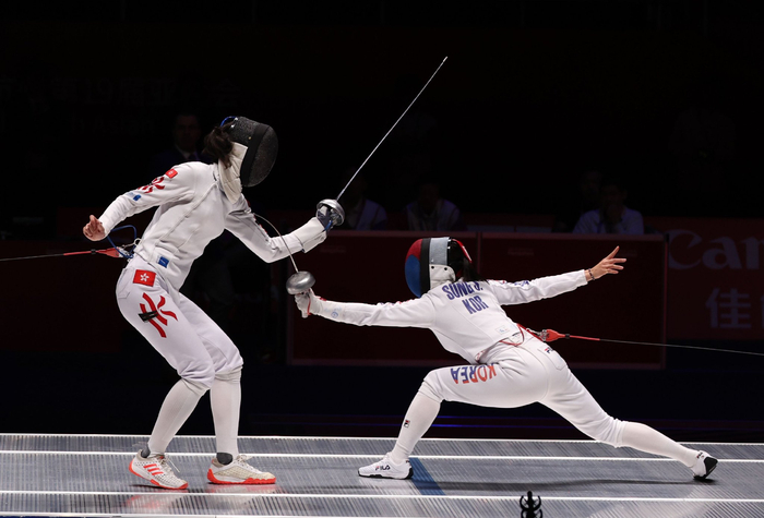 击剑女子团体重剑决赛赛况
