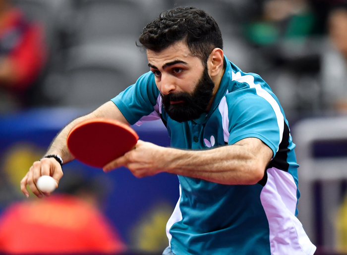 诺沙迪在2018国际乒联世界巡回赛卡塔尔公开赛男单首轮比赛中。新华社发（尼库摄）