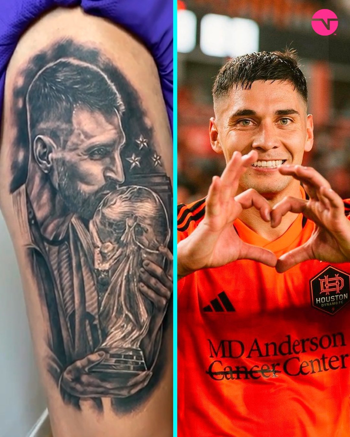迈阿密国际对手休斯顿迪纳摩球员文身是梅西亲吻大力神杯|休斯顿