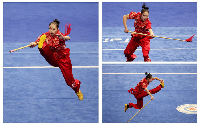 套路比赛,赖晓晓为中国武术队斩获第6金. 新京报记者 王贵彬 摄