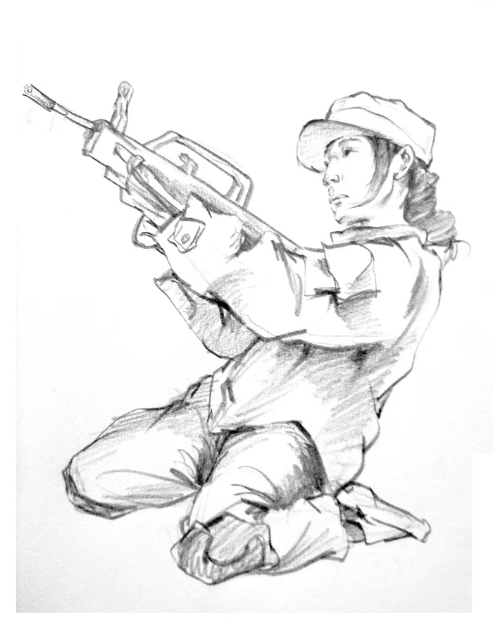 2023级新生用画笔记录下军训