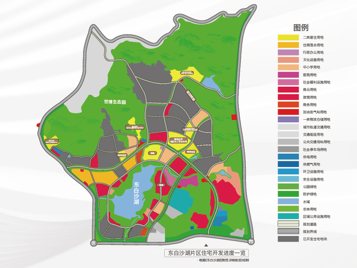 图片根据东白沙湖片区控制性规划绘制