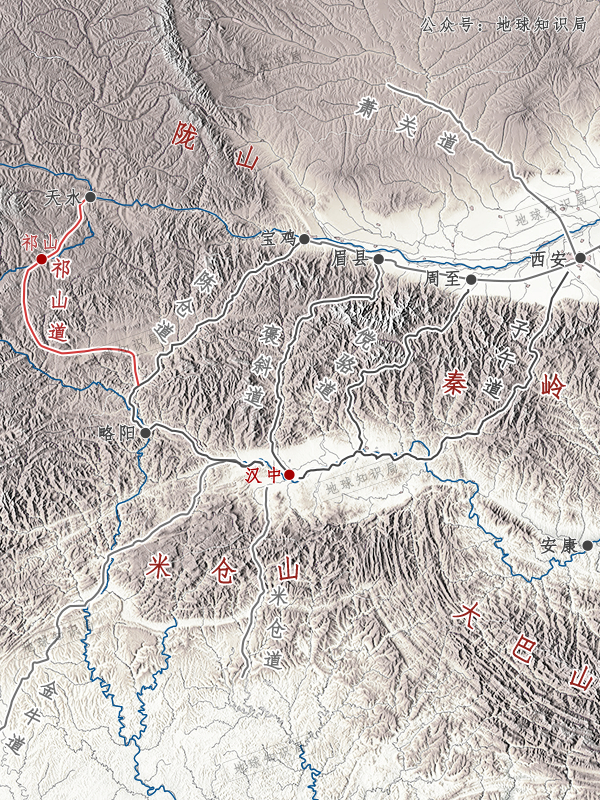 地区,然后向北穿越祁山,进攻陇西,再试图翻越陇山(今六盘山)取关中,他