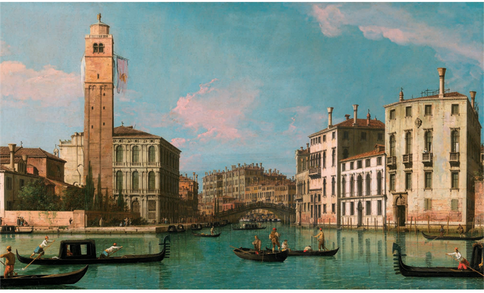 卡纳莱托，威尼斯：卡纳雷吉欧区入口，1734—1742 年，英国国家美术馆