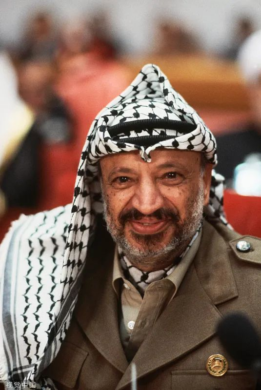 1987年，亚西尔·阿拉法特接受采访。（拍摄地点不详）