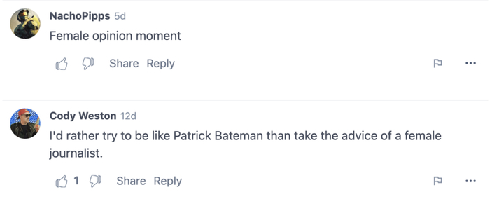 “呵呵，女人又在发表意见了”