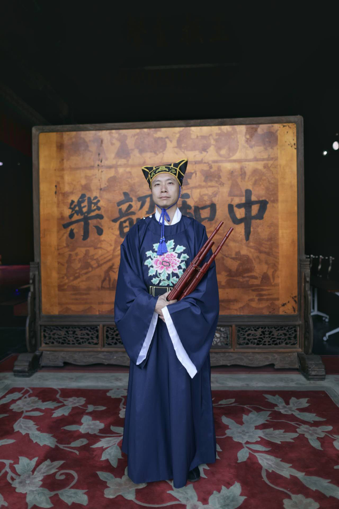 国家级非物质文化遗产“天坛神乐署中和韶乐”代表性传承人霍燚。新京报记者 浦峰 摄