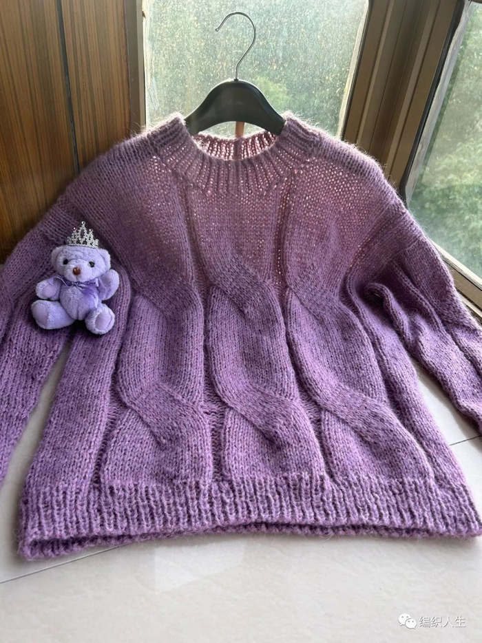 慵懒风女士圆领麻花套头衫(附图解)|花型|肩膀|平针_新浪新闻