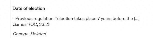 2019年《奥林匹克宪章》修改条目截图