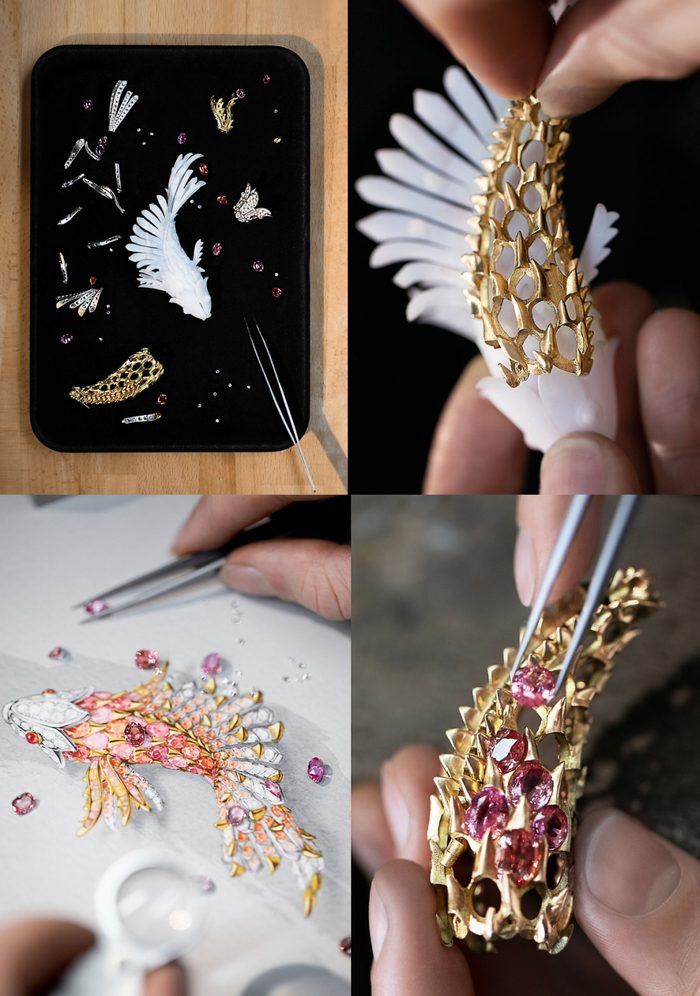 “鱼跃光影”胸针制作过程