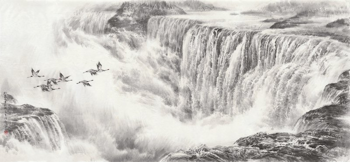 随笔隔江山色新品汪观清先生画作