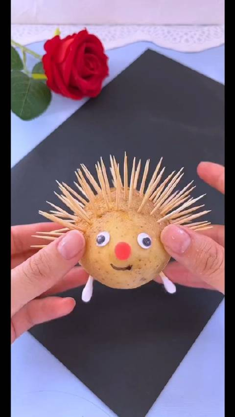 牙签土豆做刺猬02手工diy动手动脑