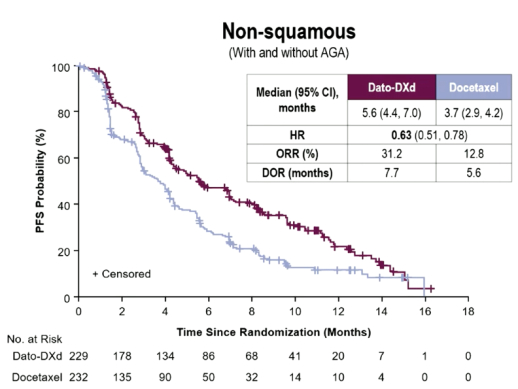 图3. TROPION-Lung01研究NSQ亚组患者治疗获益