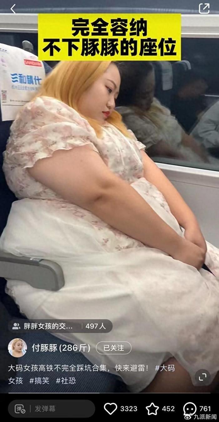 付豚豚挑战坐高铁，记录了很多自己的尴尬瞬间。图/受访者提供