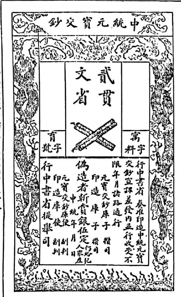 清刻本《古钞图辑》中的元代纸币图样：中统宝钞
