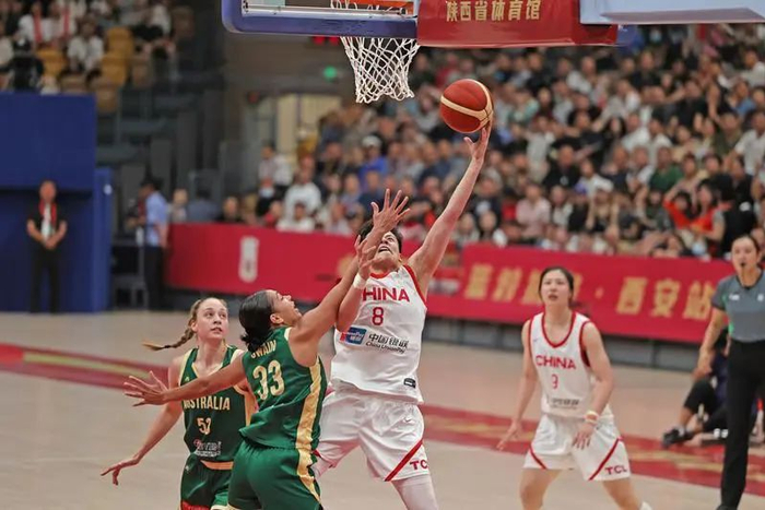 2023年中国女篮系列热身赛中澳国际女篮对抗赛·西安站比赛现场。资料图