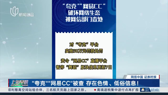 "夸克""网易cc"被查存在色情,低俗信息!__财经头条