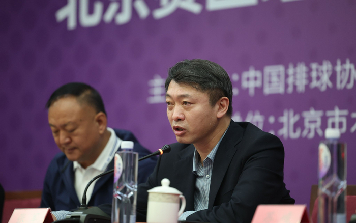 排超北京赛区组委会副主任张军介绍赛区筹备情况。 新京报记者 王飞 摄