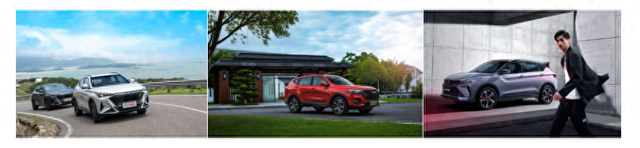 从左到右依次为：长安欧尚X5 PLUS、哈弗H6国潮版、缤越COOL